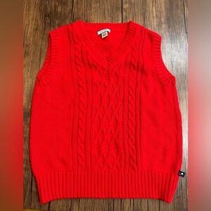 Kitestrings Hartstrings Sweater Vest Cable Knit Red Pullover Cotton Size 12/14